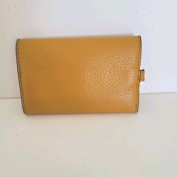 Michael Kors MK Key Case Ring Holder Wallet Pebble Leather Small Mustard Yellow - Picture 2 of 8
